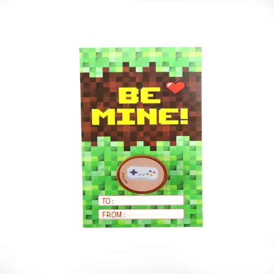 Tiny Mills 36 PACK Pixel Miner Cards with Pixel Miner Stampers for Valentine's Day Classroom Exchange Party Favor Prizes {3}