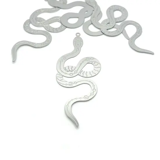 1, 4, 20 or 50 Pieces: Stainless Steel Snake Pendant Charms {1}