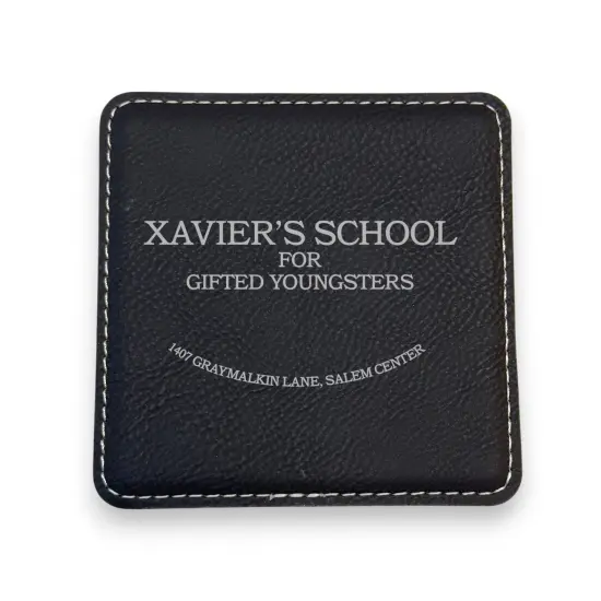 Coaster - Xaviers School for the Gifted and Talented - SET OF 2 - Leather or Stitched Cork Dark Brown/Black {3}