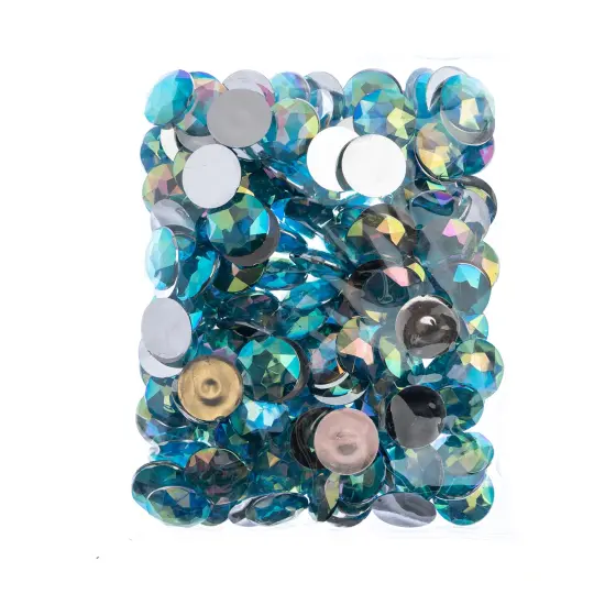John Bead 20mm Round Acrylic Flat Back Rhinestones, 200pcs Aqua AB {4}