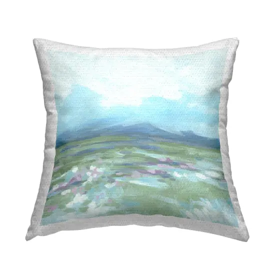 Blue Hazy Mountains Design by June Erica Vess Outdoor Printed Pillow {1}