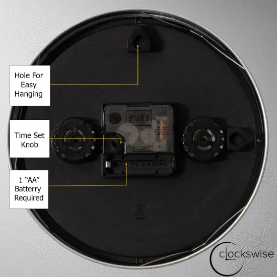 Clockswise Non-Ticking Quartz Wall Clock with Thermometer & Hygrometer - Battery Operated Aluminum Analog Clock for Temperature & Humidity Monitoring - Ideal for Home, Office or School, Silver {3}