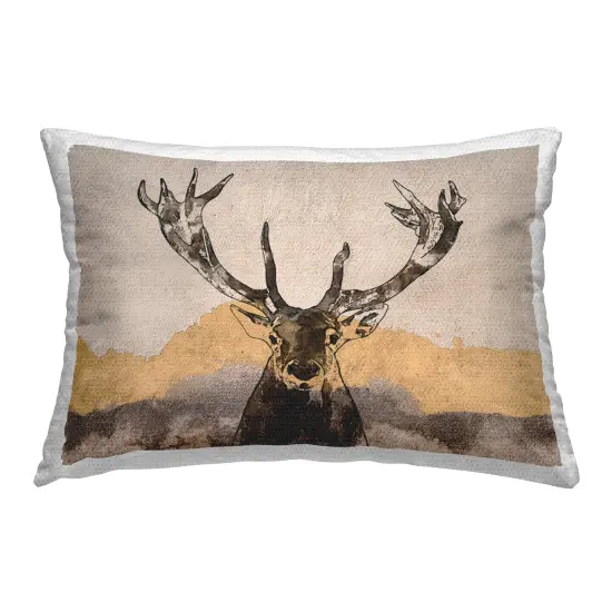 Rustic Elk Abstraction Design by Irena Orlov Outdoor Printed Pillow {1}