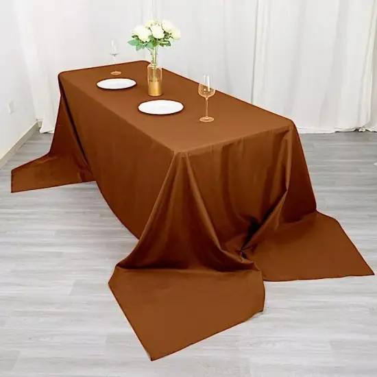 90x156-Inch Cinnamon Brown RECTANGULAR Polyester Tablecloths Reception Catering {3}