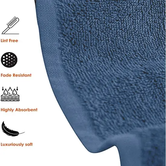 Set of 6 Hotel & Spa 100% Cotton Bath Towels 27x52 inch Navy {4}
