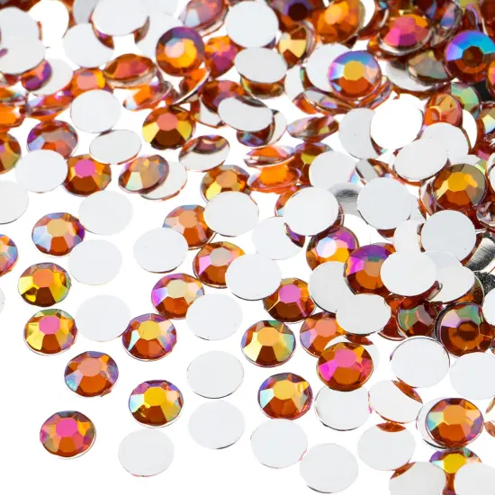 John Bead 6mm (SS28) Round Acrylic Flat Back Rhinestones, 1000pcs Orange AB {1}