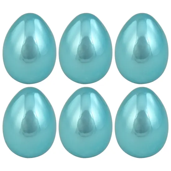 Northlight Set of 6 Metallic Blue Medium Size Easter Egg Decorations 3.5" {4}