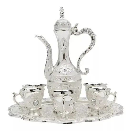 Tea Set Turkish Coffee Set Wedding With Pot 6 Cups Birthday Party Decoration {3}