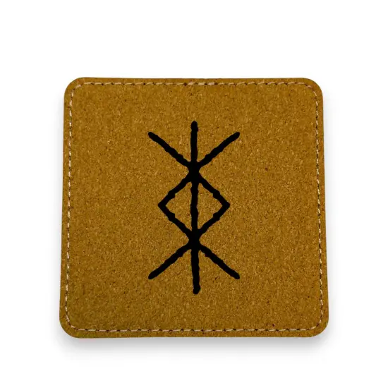 Coaster - Viking Protection Rune - SET OF 2 - Leather or Stitched Cork Stitched Cork/Black {1}