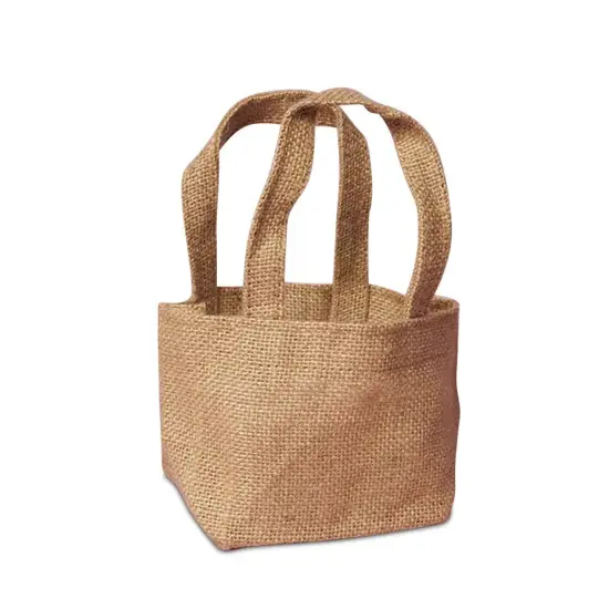 Natural Jute Handle Bag 4" x 4" x 4" Compact {4}