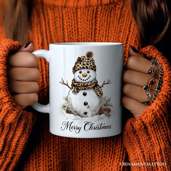 Leopard Snowman Mug, Christmas Gift {2}