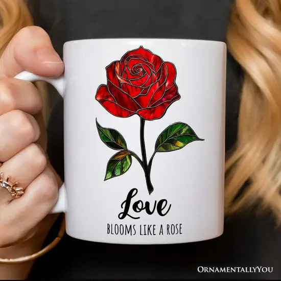 Rose Stained Glass Style Mug, Love Blooms Like a Rose {1}