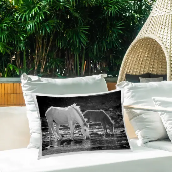 Horse & Foal on Shore Design by JG Studios Outdoor Printed Pillow {2}