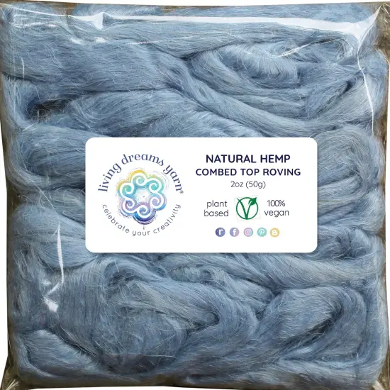 Hemp - Beautifully Dyed Vivid Colors, Combed Top Roving for Spinning, Blending, Felting, Weaving. Glacier {2}