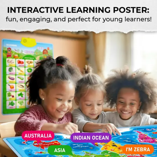 QUOKKA Educational Toys for Kids 5-7 Year Old - USA World MapsLearning Wall Chart for Toddlers Age 3 4 6+ - Interactive Speech Therapy Poster Boy Girl - Autism Game 8-10-12 {6}