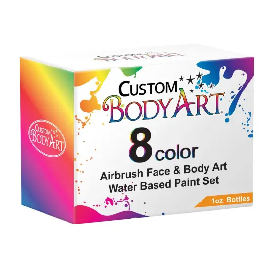 8 Primary Color Airbrush Face & Body Water Based Painting Set, 1 oz. Bottles {5}