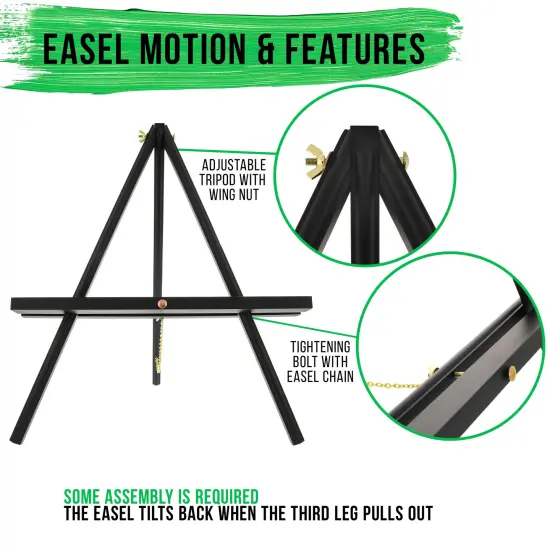 16" Black Wood Tabletop Easel (4 Pack) - Adjustable A-Frame Canvas Stand for Painting Party & Signs - Table Top Easel for Painting, Canvas Holder, Crafts, Photos, Pictures {3}