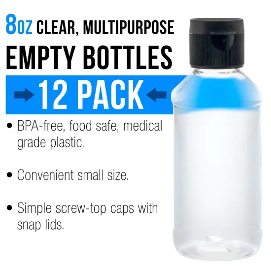 8 ounce Squeeze PET Plastic Bottles with Flip Cap - BPA-free, food safe, medical grade plastic, acrylic pouring paint (Pack of 12) {2}