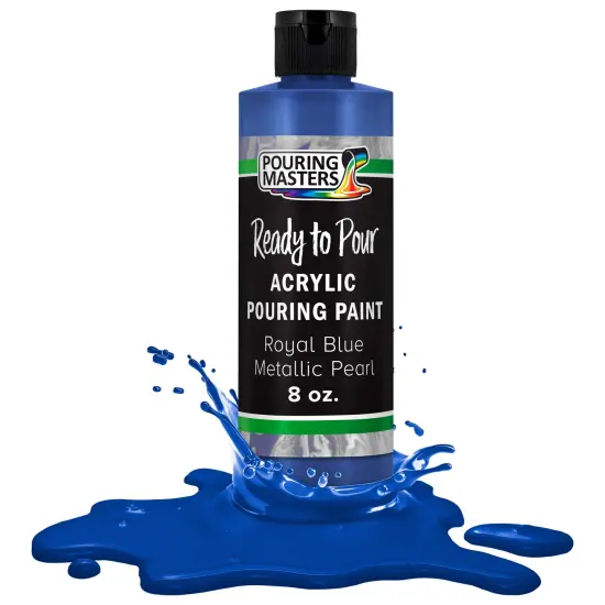 Pouring Masters Royal Blue Metallic Pearl Ready to Pour Acrylic Pouring Paint - Premium 8-Ounce Pre-Mixed Fluid Acrylic Paint - Fluid Art Supplies for Canvas, Wood, Paper, Tile & Rocks {1}