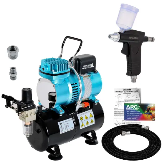 Universal Precision Trigger Style Gravity Feed Airbrush Set with High Performance Airbrush Air Compressor with Air Storage Tank {1}