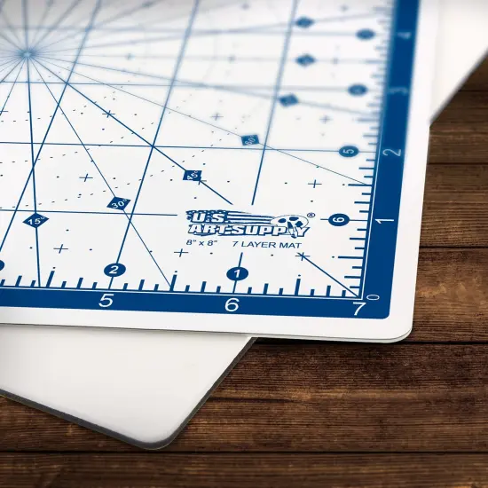 8" x 8" Self-Healing Cutting Mat 7-Ply - Rotary White/Blue Craft Mat, Non-Slip Cutting Mats for Crafts, Sewing, Quilting, Scrapbooking {6}