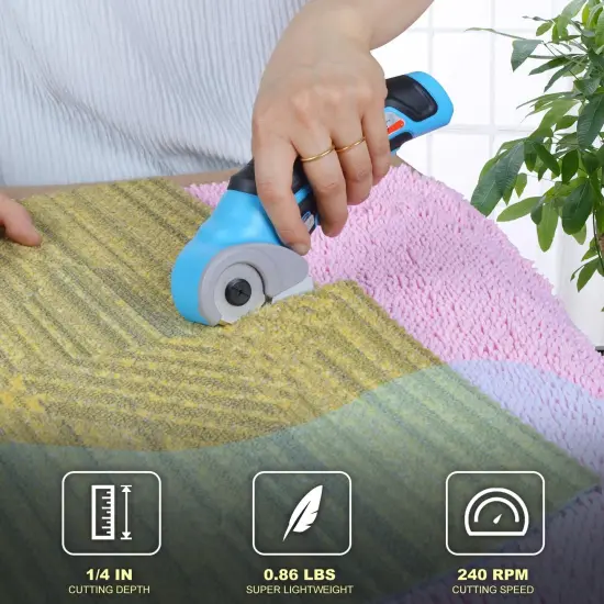 Rotary Electric Scissors, 4V 2.5Ah High-Capacity Battery Rechargeable Cardboard Cutter with Rapid Charger and Hard Carrying Case for Cutting Fabric, Carpet, Leather, Felt, Cardboard {3}