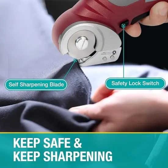 Cordless Electric Scissors, Rotary Cutter for Fabric with Safety Lock, 4.2V Cardboard Cutter Multi-Cutting Tools, Rechargeable Powerful Fabric Cutter for Carpet Leather Felt with Storage Box {2}