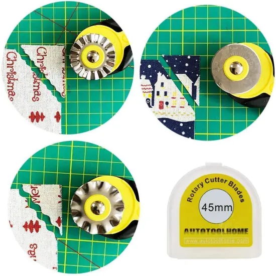45mm Rotary Cutter Set with 9 Pack Replacement Rotary Blades Skip Rotary Blades Pinking Rotary Blades for Sewing Fabric Leather Quilting Cutter Paper Perforating Tool {3}