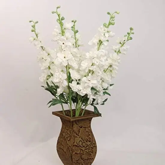 White 37" Delphinium Stem &ndash; Premium Silk, Realistic Artificial Flower Decor {3}