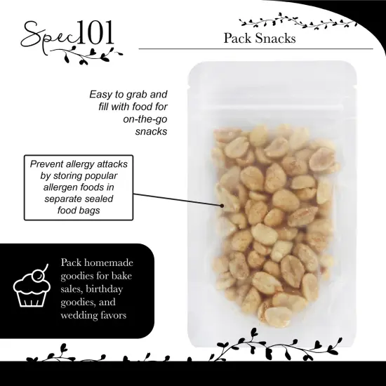 Spec101 Resealable Mylar Bags for Food Storage 50pk Matte Plastic Standing Pouch {3}