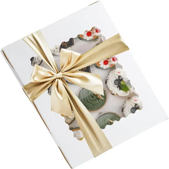 20 Pack Cupcake Boxes 12 Counts White Paper Cupcake Container with Inserts and Window, Bakery Container Dozen Cupcake Carrier Boxes for Muffins, Cookies, Pastry {3}