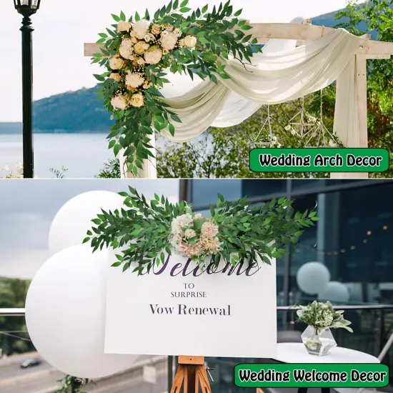 40pcs Artificial Italian Ruscus Greenery Stems -Faux Green Leaf Garland Silk Greenery Leaves for DIY Wedding Arch Bouquet Filler Table Centerpieces Home Indoor Decor (Green-40 Pcs) {3}