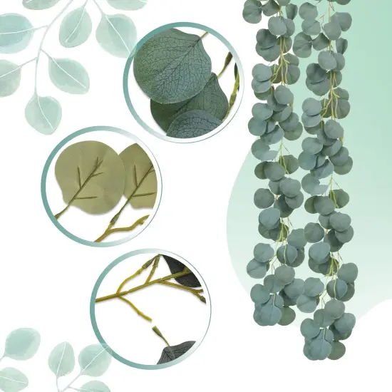 Fake Vines, Eucalyptu Vines Garland, 78 Inch 2 Pcs, Ivy Vines, Green Artificial Wall Decor Hanging Vines, Wedding Decoration Vines，Wedding Arch Decoration Filling Vines，Flower Bouquet Decoration Vines {3}
