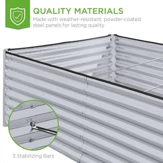 Best Choice Products 8x4x2ft Outdoor Metal Raised Garden Bed, Planter Box for Vegetables, Flowers, Herbs Moonlight Gray {6}