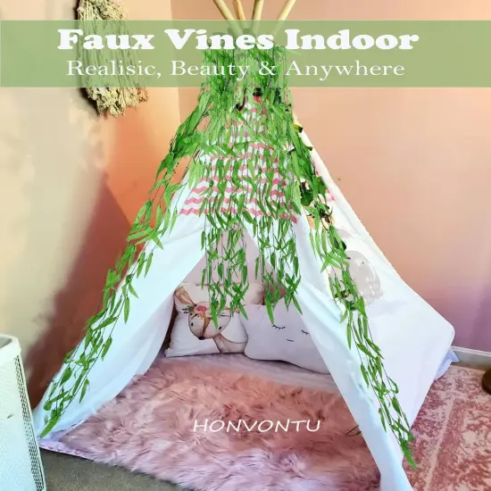 100PCS 600 FT Fake Vines for Room Decor Artificial Ivy Greenery Garland Jungle Forest Vines Faux Hanging Plants for Home Ceiling Bedroom Baby Shower Party Garden Patio Outdoor Wedding D&eacute;cor {3}