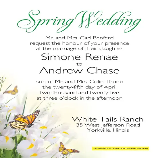 Great Papers! Spring Blossom Butterflies Letterhead, for Invitations, Announcements and Personal Messages, Printer Friendly 8.5&rdquo;x11&rdquo;, 50 Pack {4}