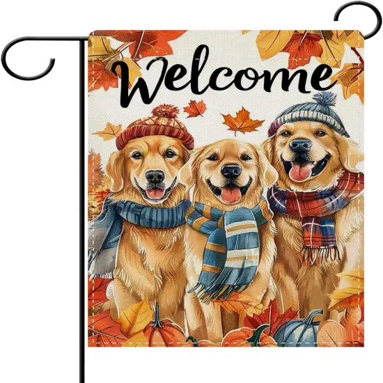 Welcome Fall Garden Yard Flag(Fall Golden Retriever) {5}
