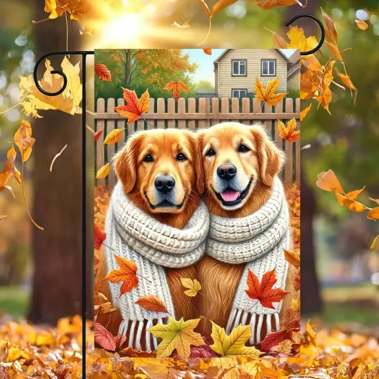 Fall Golden Retrievers Garden Flag(Fall Golden Retrievers) {4}
