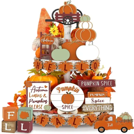 Fall Wood Bead Decorative Tabletop Sign for Autumn Thanksgiving Day(Retro) {6}