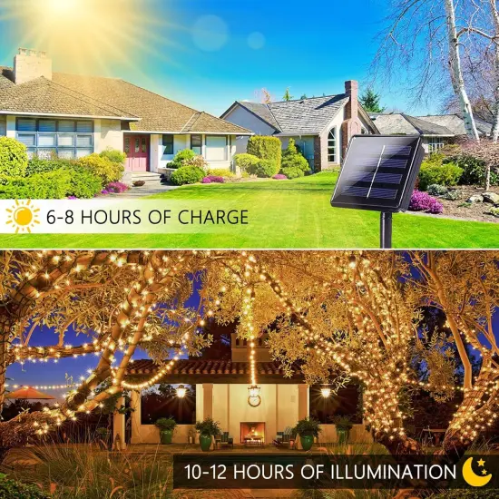 2 Pack 480 LED Solar String Lights - 170 FT (Warm White) {2}