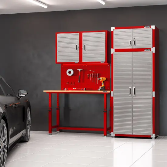 Seville Classics UltraHD Storage Cabinet, 30" W x 18" D x 72" H Red {1}