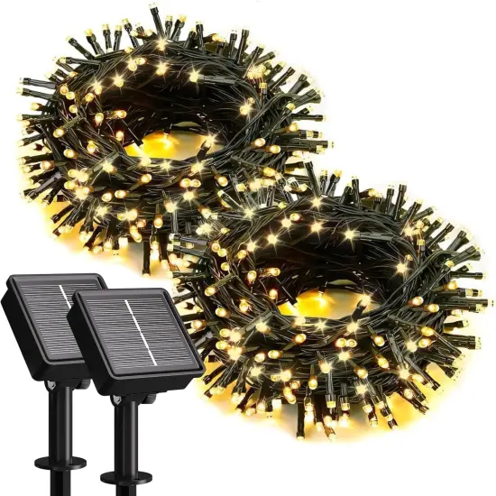 2 Pack Solar String Lights - 92 FT 240 LED (Warm White) {1}