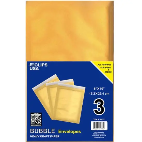 Kraft Padded Bubble Mailers 6x10 in, 3 Pack &ndash; 48 Units {1}