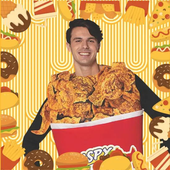 Bucket of Fried Chicken Costume Funny Food Tunic Photo Print Halloween Party Outfit {6}