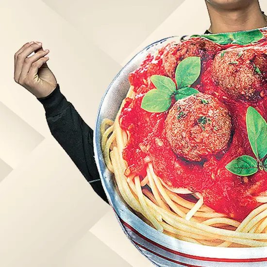 Spaghetti and Meatballs Adult Costume Halloween Food Tunic Chef Hat Funny Group Party Outfit {4}