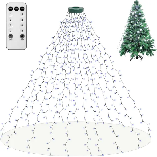 Christmas Tree String Lights with Memory Function & 8 Modes - 400 LEDs (Cold White) {1}