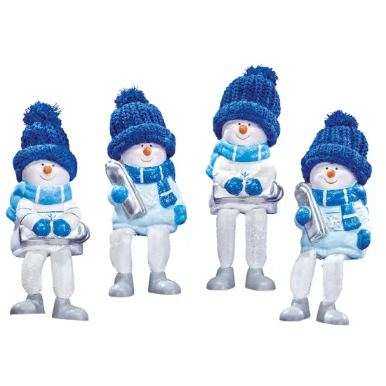 Collections Etc Hand-Painted Snowman Sitter Figurines - Set of 4 {2}