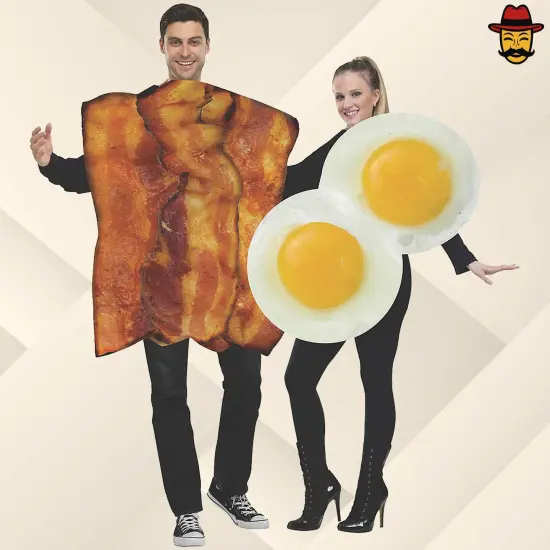 Bacon And Eggs Couples Halloween Costume Set Funny Tunic Fits Most Up To 6ft {1}