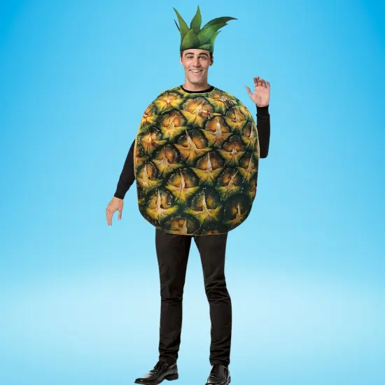 Get Real Pineapple Costume Photo Realistic Fruit Tunic with Headpiece Funny Tropical Halloween Outfit {1}