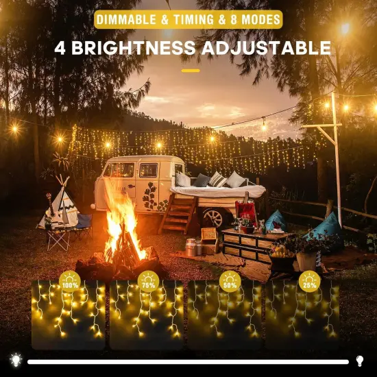 Warm White Curtain String Lights for Wedding House Patio Party Fireplace Holiday Decorations {2}